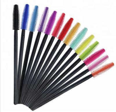 China Angular Blush 50pcs Disposable Silicone Eyelash Brush Mascara Make Up Gloss Magic Wands Applicator Eyelash Extension Tool for sale