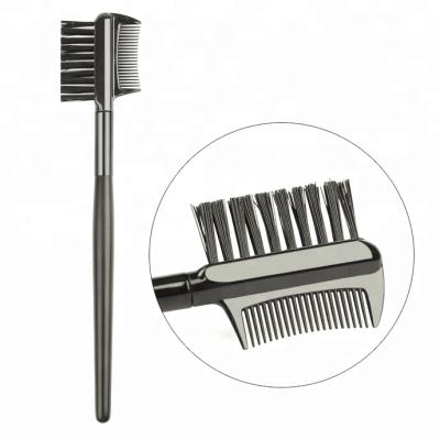 China Promotion Gift 14cm Long Nylon Hair Matte Black Wood Handle Eyebrow Brush And Paint for sale