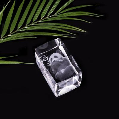 China Wholesale China JY new arrival size 3d laser etching K9 block custom crystal panda figurine for sale