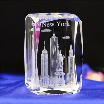 China China JY factory supply building model figure direct sales 3d laser etching crystal glass crafts for sale