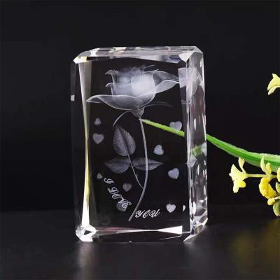 China China JY rectangle direct sales high quality factory price engrave 3d laser crystal glass block for sale