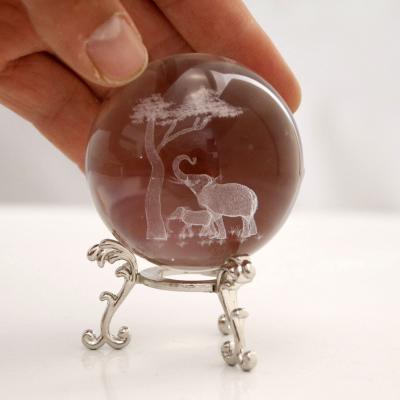 China China JY Wholesales Elephant Parent And Child Crystal Ball 3d Model K9 Crystal Glass Ball Laser for sale