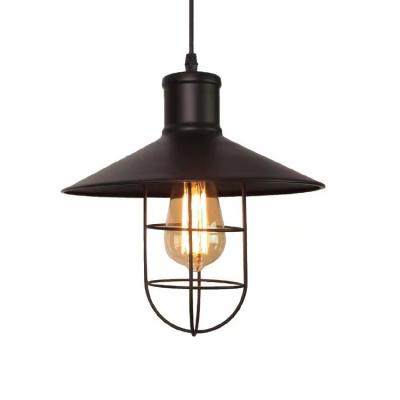 China Factory Wholesale Retro Industrial Cafe Style Single Head Black Gazebo Chandelier for sale