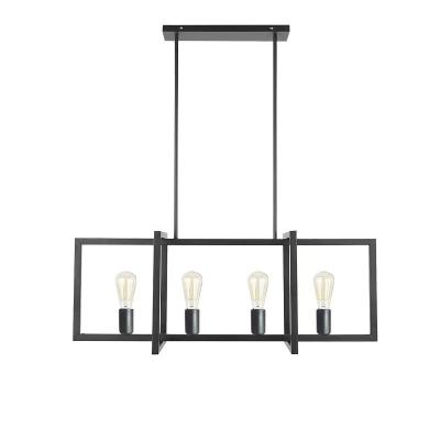 China Home Improvement Factory Wholesale Wrought Iron Wind Chandelier Industrial Geometric Square Chandelier for sale