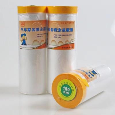 China Auto industry painting masking paper film pre-taped plastic protection painting transparent masking film tape for sale