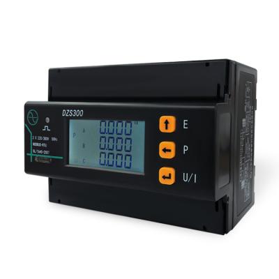 China Din Rail LCD Display Dual Tariff Three Phase Energy Meter Connection DZS300 for sale