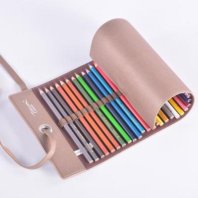 China Schools & Offices Travel Portable Customized PU Leather Waist Pencil Roll Envelope Holder Case for sale