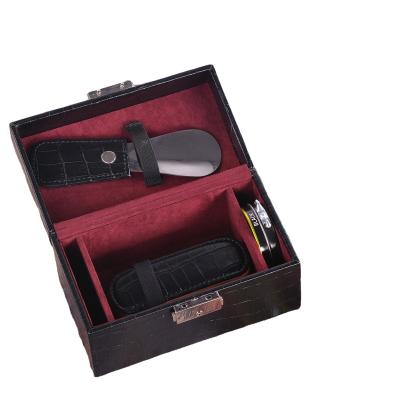 China Shine Leathers Shoes Shoe Shine Kit With PU Shoe Case 5-Piece Travel Shoe Shine Brush Smooth Leather Sleek Kit for sale