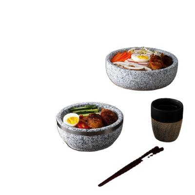 China Disposable Natural Stone Bowl /Granite Dolsot Bibimbap Stone Bowls for sale