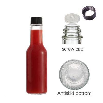 China Factory Eco-friendly Recyclable Wholesale 5 oz 150ml 200ml Glass Bottles Hot Sauce Bottles With Screw Cap for sale