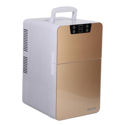 China 20 Liter Thermoelectric Rose Mini Fridge Portable Custom Makeup Cosmetic Glass Door Refrigerator for sale