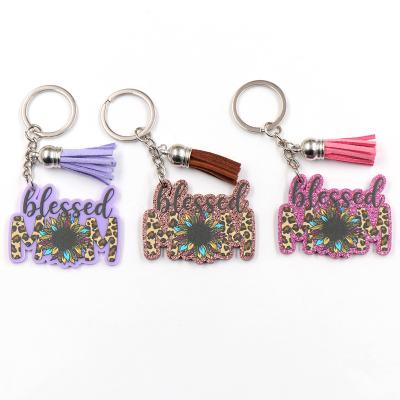 China Custom Glitter Sunflower Gift 2022 Promotion New MOM Acrylic Key Chain Mother's Day Gift 2022 Acrylic Key Chain for sale