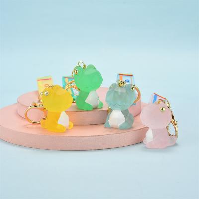 China Fashional Souvenir Gifts Dinosaur Key Chain Custom Acrylic Cute Girl Cartoon Candy Color Dinosaur Resting Key Chain New for sale