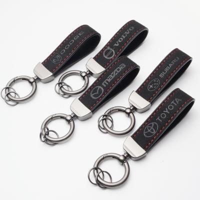 China Wholesale Luxury Furry Leather Custom Anti-Static High End Car Logo Keychain Logo Card Holder Keychain Promotion Gift Key Chain New for sale