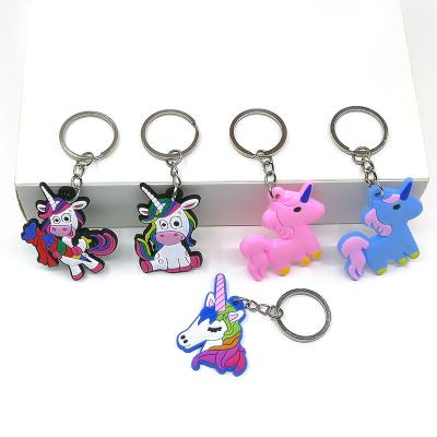 China Custom Durable Soft Rubber Cute Keychains Unicorn Cartoon Pendant Luggage Decoration PVC Key Chain for sale