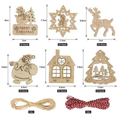 China Retro Diy Cut Wooden Craft Wooden Arts And Crafts Custom Laser Cut Different Shape Wooden Hanging Decorations for sale