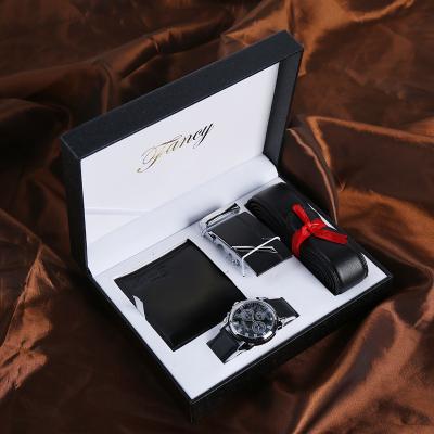 China Custom Promotional Gift Set Fathers Day Gift Set Farming Business Buckle Leather Automatic Belt Watch Wallet Three Piece Set For Men for sale