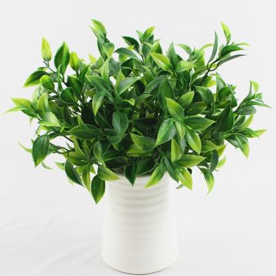 China Wholesale Outdoor Indoor Decoration Artificial Bonsai Leaves Plastic Artificial Flower Arrangement In Aquatic Plant Green Plant Accessories for sale