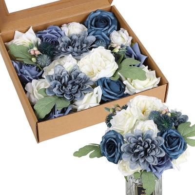 China Hot Selling Blue Flower Centerpieces Flower Table Decoration Silk Flowers Indoor Outdoor Indoor For Wedding Decoration for sale