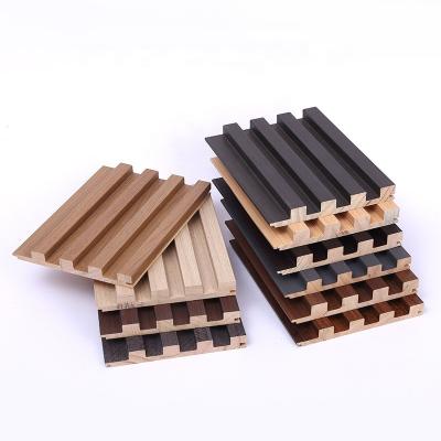 China Good Quality PVC Wooden Slats Modern Decorative Waterproof Grills Background Hotel Interior Wall Panels for sale