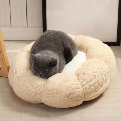 China ZMaker 55cm Fuzzy Pet Donut Bed For Dogs and Cats Travel Around Luxury Pet Bed Puppy Bed for sale