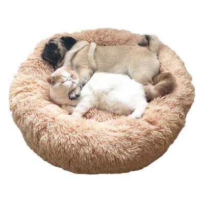 China ZMAKER Long Waterproof Faux Fur Donut Pet Sofa Bed For Cat And Dog With Waterproof Bottom Dropshipping for sale