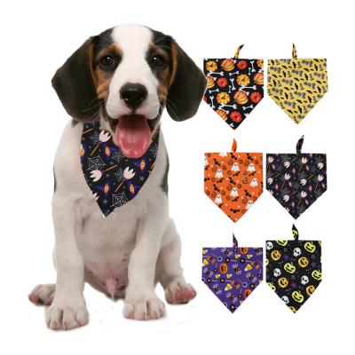 China ZMaker Viable Simple Dogs Bandanas Collar Scarf For Halloween Tie Dye Blue Reversible Cotton for sale