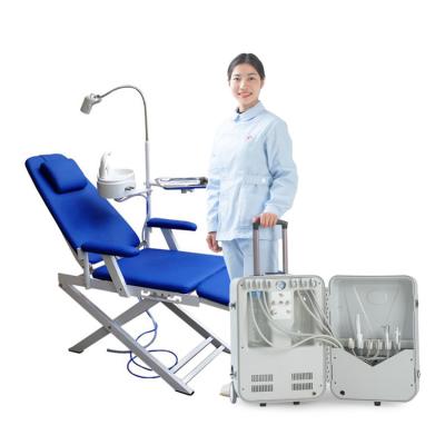 China CE Set Metal Combo Foldable Dental Chair Foldable Portable Dental Unit with Air Compressor Turbine Portable Dental Unit for Student for sale