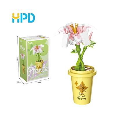 China Plastic flower adult diy bouquet lily garden toy girl gift decoration building Toy Wholesale child building blocks for sale