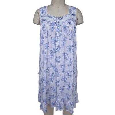 China Home Wear Sleeveless QUICK DRY Casual Style Maxi Dress Cotton Summer Pajamas Floral Reactive Print For Women for sale