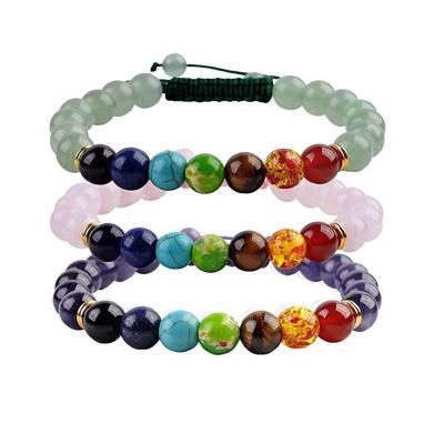 China Fashion Jewelry BOHEMIA Handmade Natural Chakra Bead Adjustable Stone 7 Yoga Bracelet For Women for sale