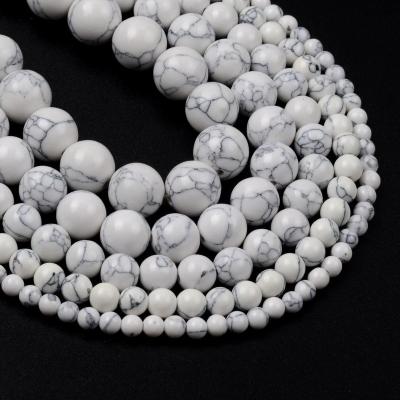 China Stone Wholesale Synthetic Turquoise White Stone Loose Round Beads For Jewelry Making for sale