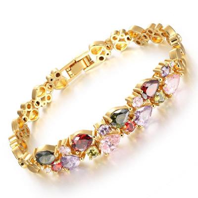 China Retro Women Accessories Mona Lisa Coluer D.C.A. Zircon Crystal Golden Plated Brass Jewerly Bracelet Gift CLASSIC Fashion for sale