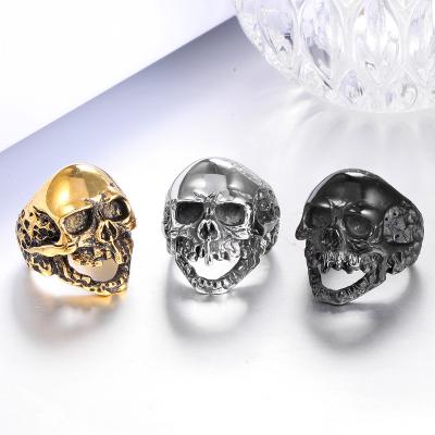 China Ring For Men Steel Punk Jewelry New Product Mela Wholesale Jewelry Vintage Stainless Gothic Punk Skeleton Skull for sale