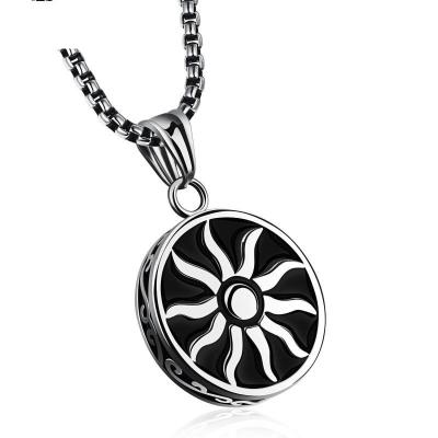 China Fashion Design CLASSIC Vintage Round Stainless Steel Pendant Jewelry Wholesale Sun God Necklace Men Accessories for sale