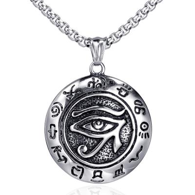 China CLASSIC gift jewelry for men's stainless steel necklace wholesale punk eye of Horus retro protective amulet dangling for sale