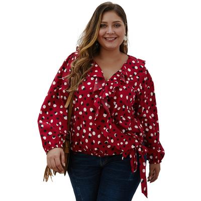 China Women Breathable Printed Sexy Tops Ladies Female Sleeves Long Shirts Blouses 2020 Fashionable Plus Size Tops for sale