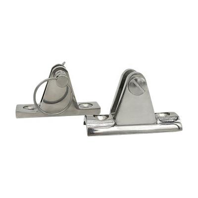 China Boat Hardware Fitting Hardware 316 Stainless Steel Marine Boat Hinge Mount Bimini Leading 90 Degree Deck Hinge for sale