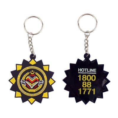 China 2D Flat PVC Keychain Badge Rubber Keyring Souvenirs Custom Printed for sale