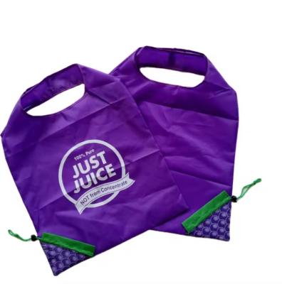 China Custom Made Foldable Polyester Tote Bag Grape Polyester Nylon Collapsible Grocery Bags for sale