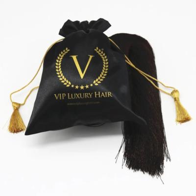 Chine ROHS Black Satin Drawstring Bag Pouch Hair Extention Wig Package à vendre