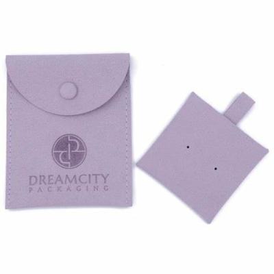 China Microfiber Suede fabric Envelope Jewelry Bags Bulk Storage Custom Logo Button Closure Pouch for sale