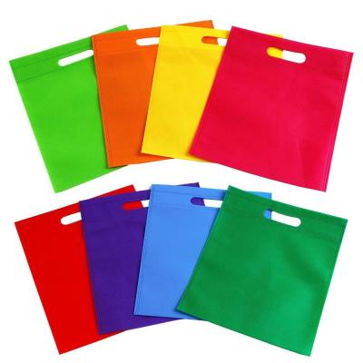 China Reusable Non Woven Fabric Flap Open Top Simple Rainbow Colorful Gift Bags for sale