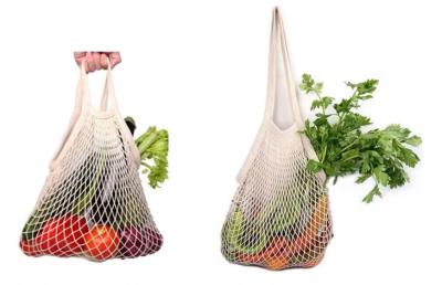 China Green Cotton Mesh Vegetable Veggie Reusable Grocery Tote Bag for sale