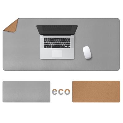 China Office School Personal Computer Users Natural Cork Large And Double Sided Office Leather Mat Mouse Pad PU Desk Protector for sale