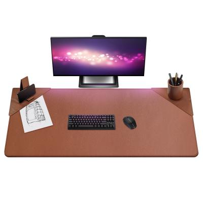 China Leather Desk Mat Accessories 130x60cm for Extended Desk Protector Mouse Pad for Office/Home with Pen Holder and Mobile Phone Holder for sale