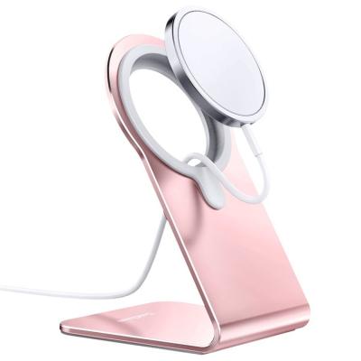 China Adjustable Phone Holder Metal Alloy Magsaf Wireless Charger For Iphone 12 Apple Metal Magsafes Charger Mobile Phone Desk Stand for sale