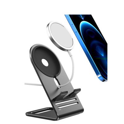 China Adjustable Adjustable Magnetic Wireless Charger Stand Phone Holder Metal Alloy Metal Desk Stand For iPhone 12 Apple 13 for sale