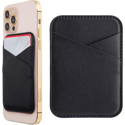 China With Custom Logo Strong Magnetic Holder RFID Blocking Slim PU Magnetic Phone Card Holder Leather Safe Wallet For iPhone 12 for sale