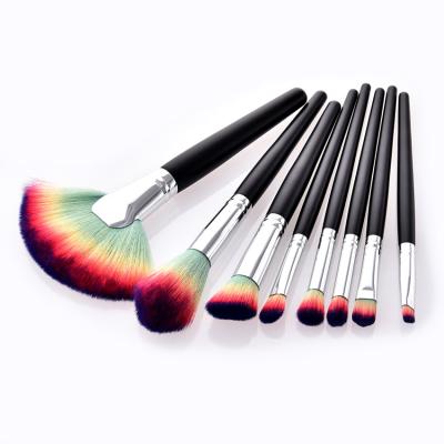 China Face Black Eyeshadow Brush Personalized Hair Colored Nylon 8 Pcs Make Up Brushes for sale